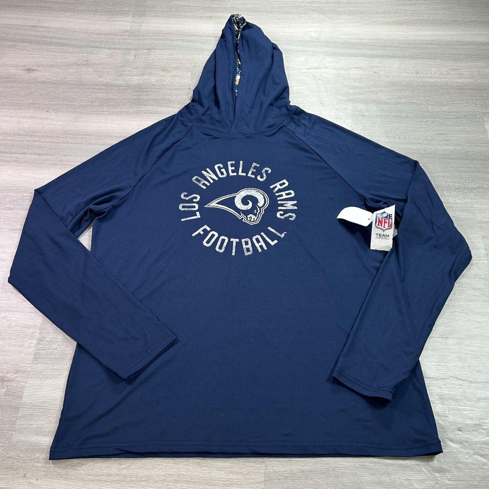NEW Los Angeles Rams Shirt Mens Large Blue NFL Football Hooded Team Apparel
